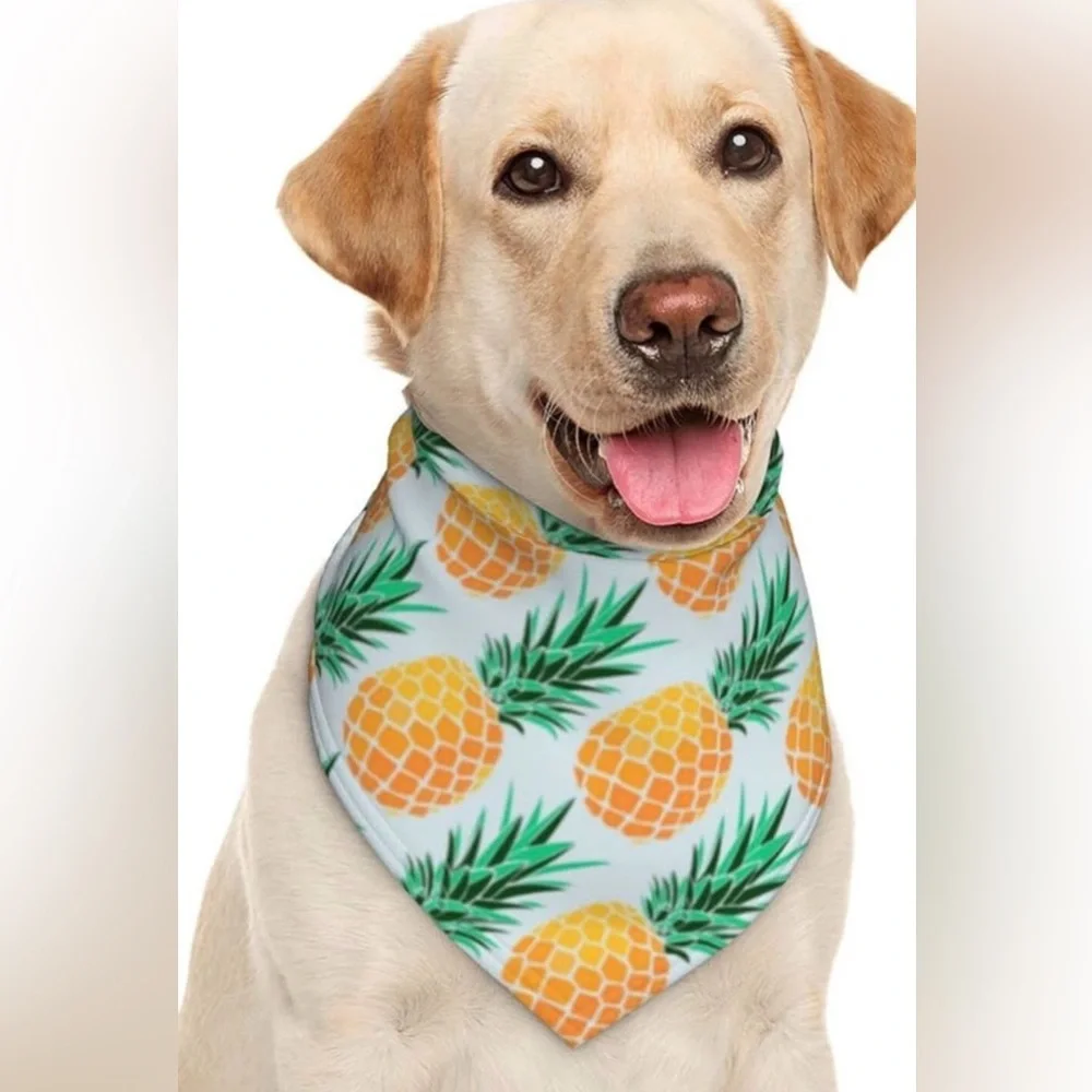 NEW Set of 2 Pineapple & peach Print Dog Bandanas XL